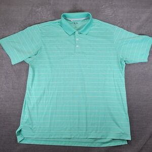 Adidas Golf Climalite Polo Shirt Mens 2XL Mint Green White Striped Short Sleeve